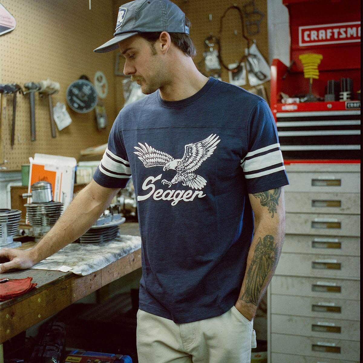Seager Riggins Crew T-Shirt - Navy image 3