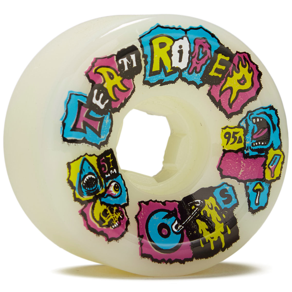 OJ Team Rider 95a Skateboard Wheels - White/Multi - 57mm image 1