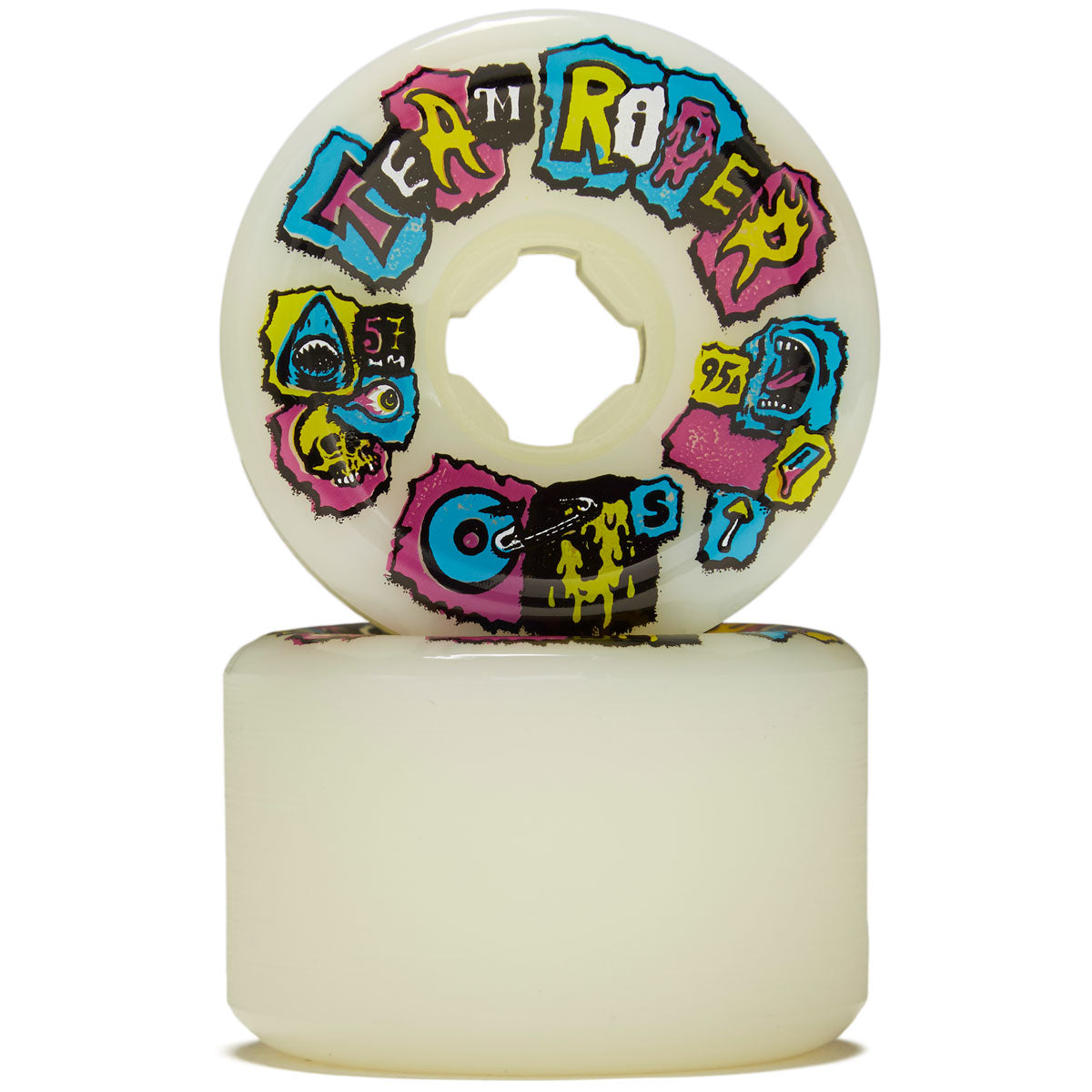 OJ Team Rider 95a Skateboard Wheels - White/Multi - 57mm image 2