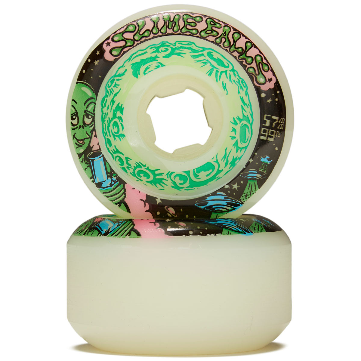 Slime Balls Saucers 99a Skateboard Wheels - White - 57mm image 2