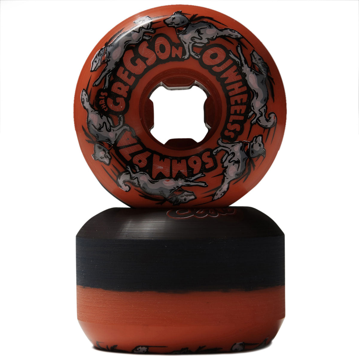 OJ Gregson Masher II 50/50 Split Elite Mini Combo 97a Skateboard Wheels - Red/Black - 56mm image 2