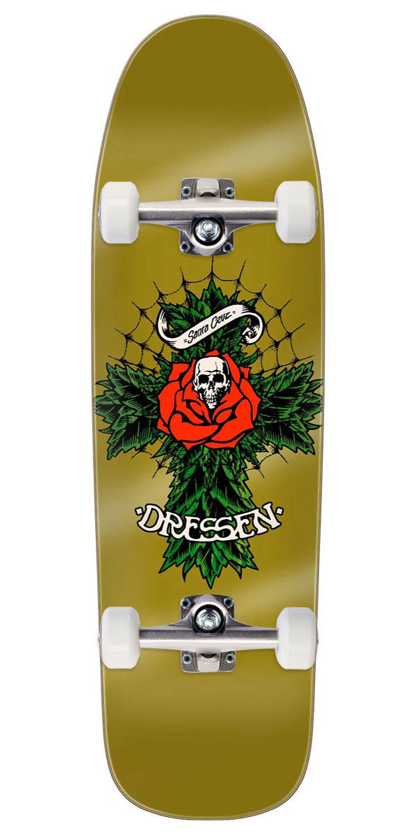 Santa Cruz Dressen Rose Cross Two Shaped Skateboard Complete - 9.30