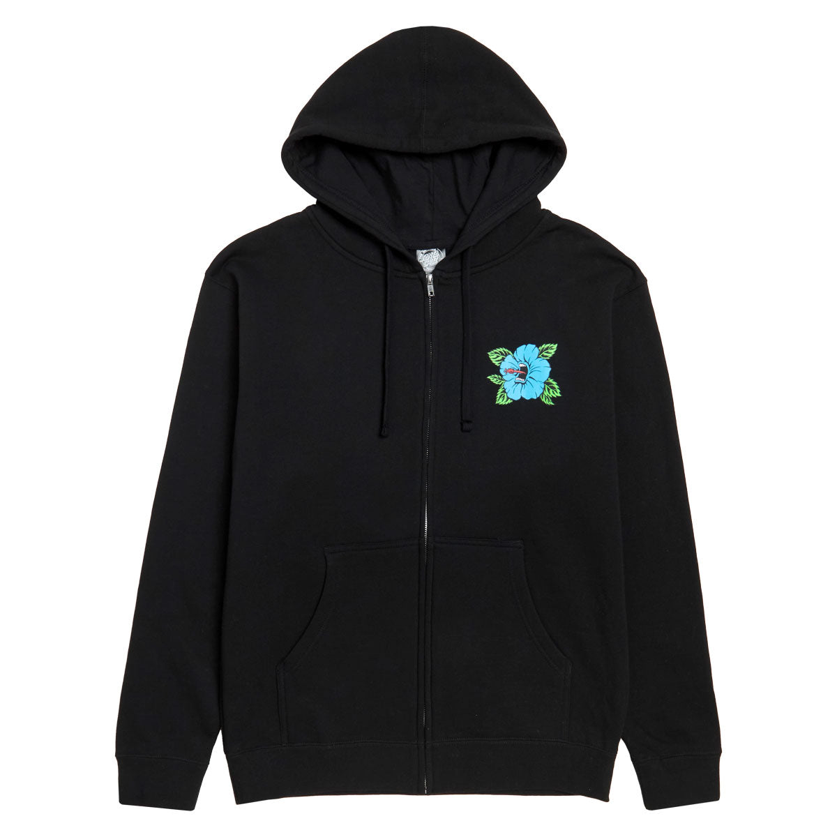 Santa Cruz Screaming Hibiscus Dot Zip Hoodie - Black image 1