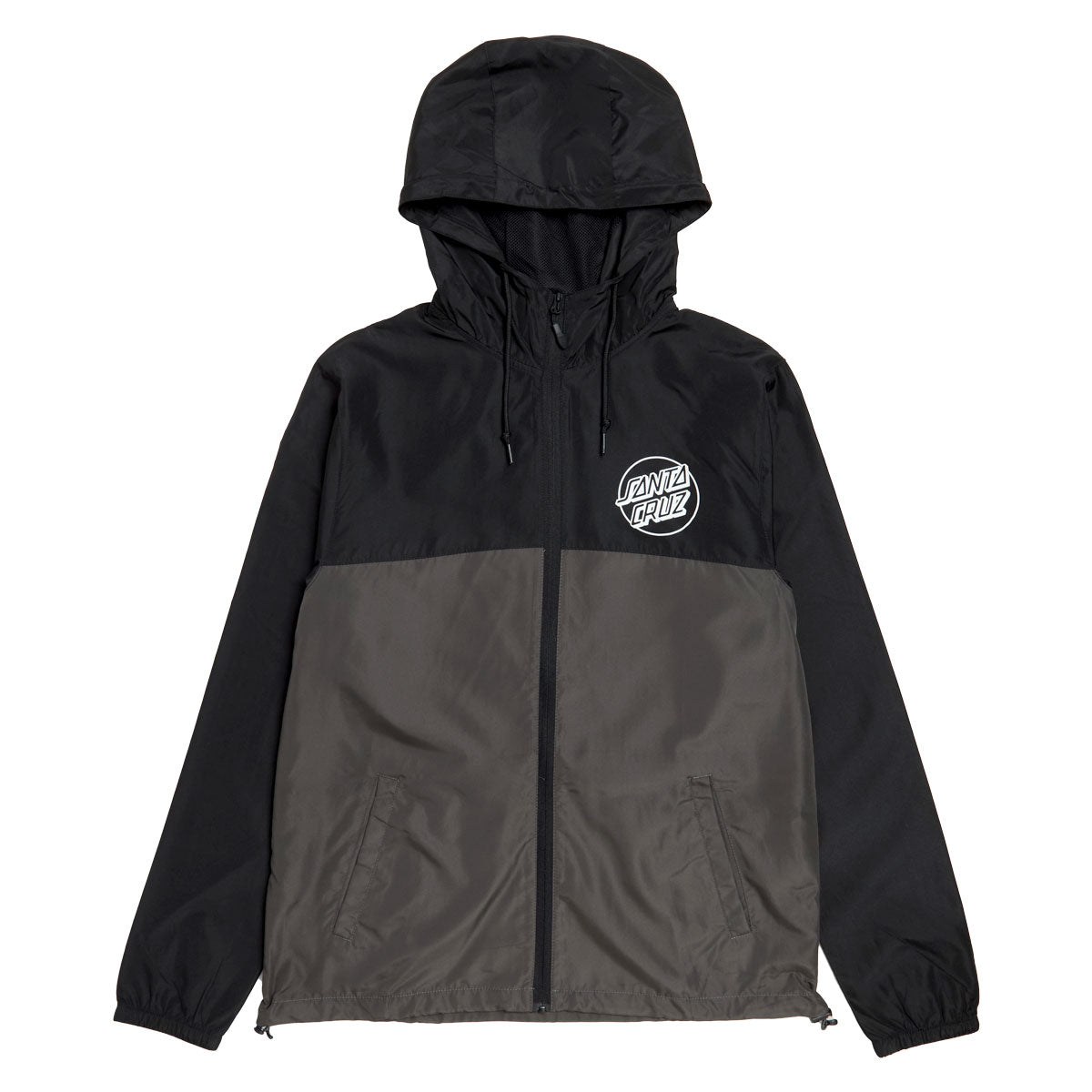 Santa Cruz Opus Dot Chest Hooded Windbreaker Jacket - Black/Graphite image 1
