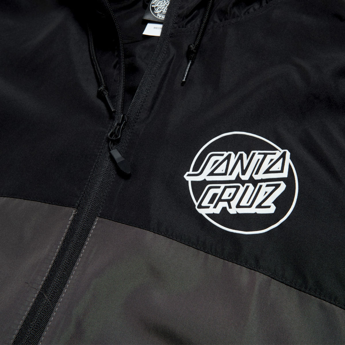 Santa Cruz Opus Dot Chest Hooded Windbreaker Jacket - Black
