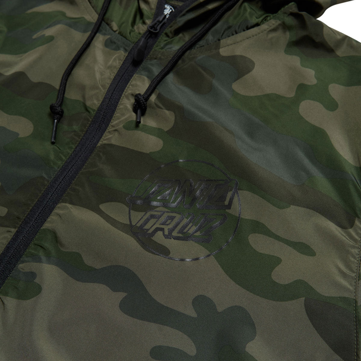 Santa Cruz Opus Dot Chest Hooded Windbreaker Jacket - Forest Camo image 3