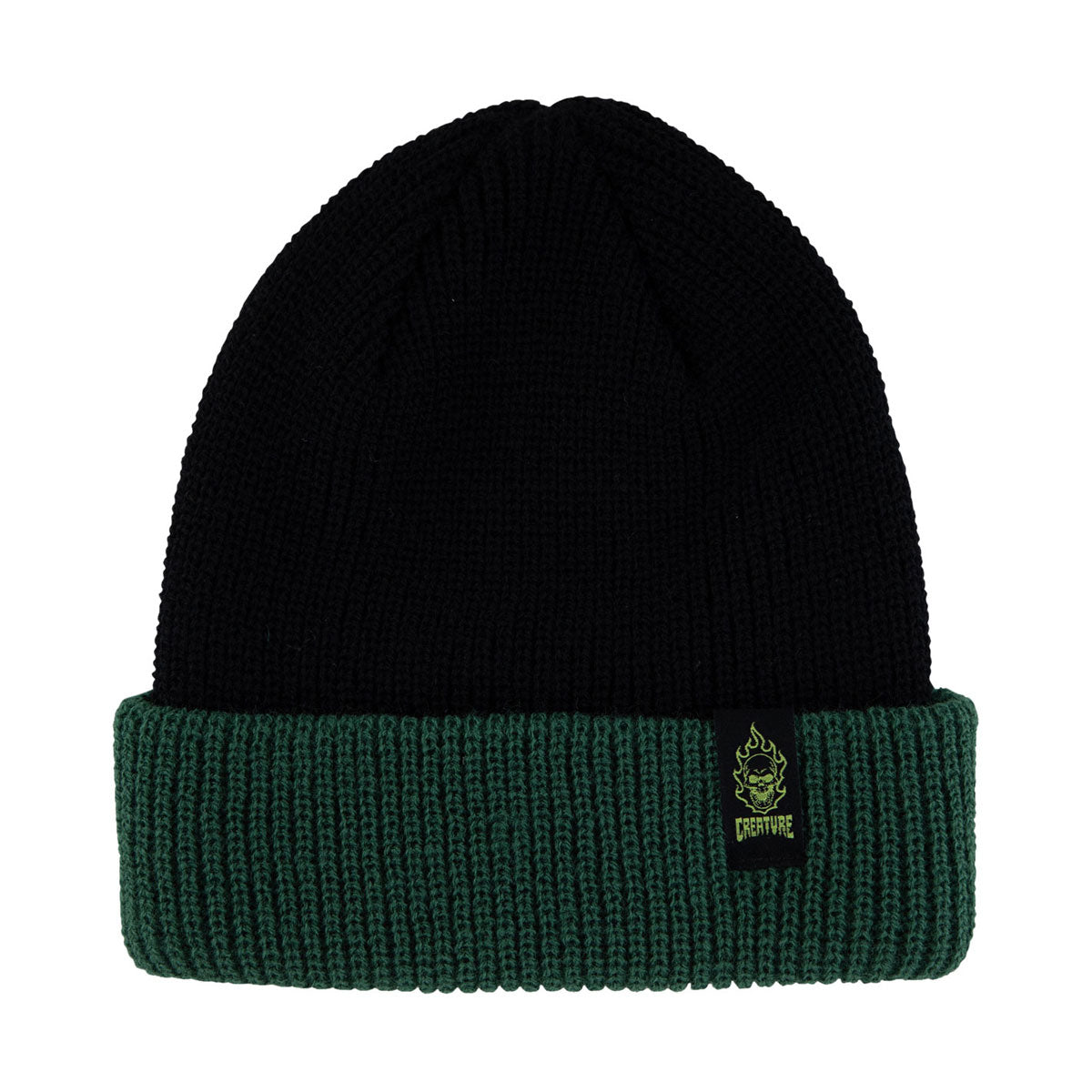 Creature Bonehead Label Long Shoreman Beanie - Black/Green image 1