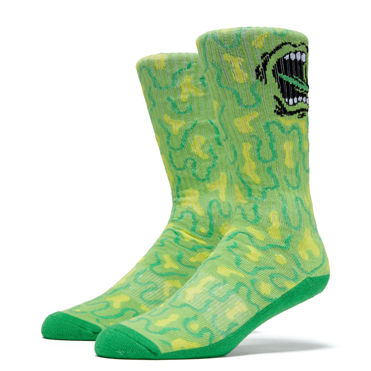 Santa Cruz Allover Screaming Strip Crew Socks - Screaming Slime image 1