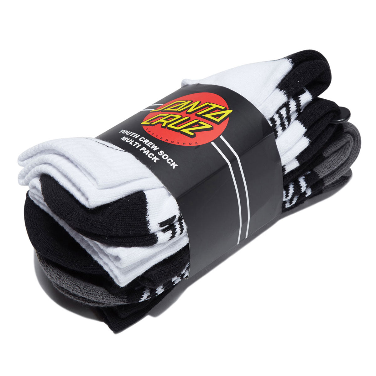 Santa Cruz Youth Opus Strip 4 Pack Of Socks - Black/White image 2