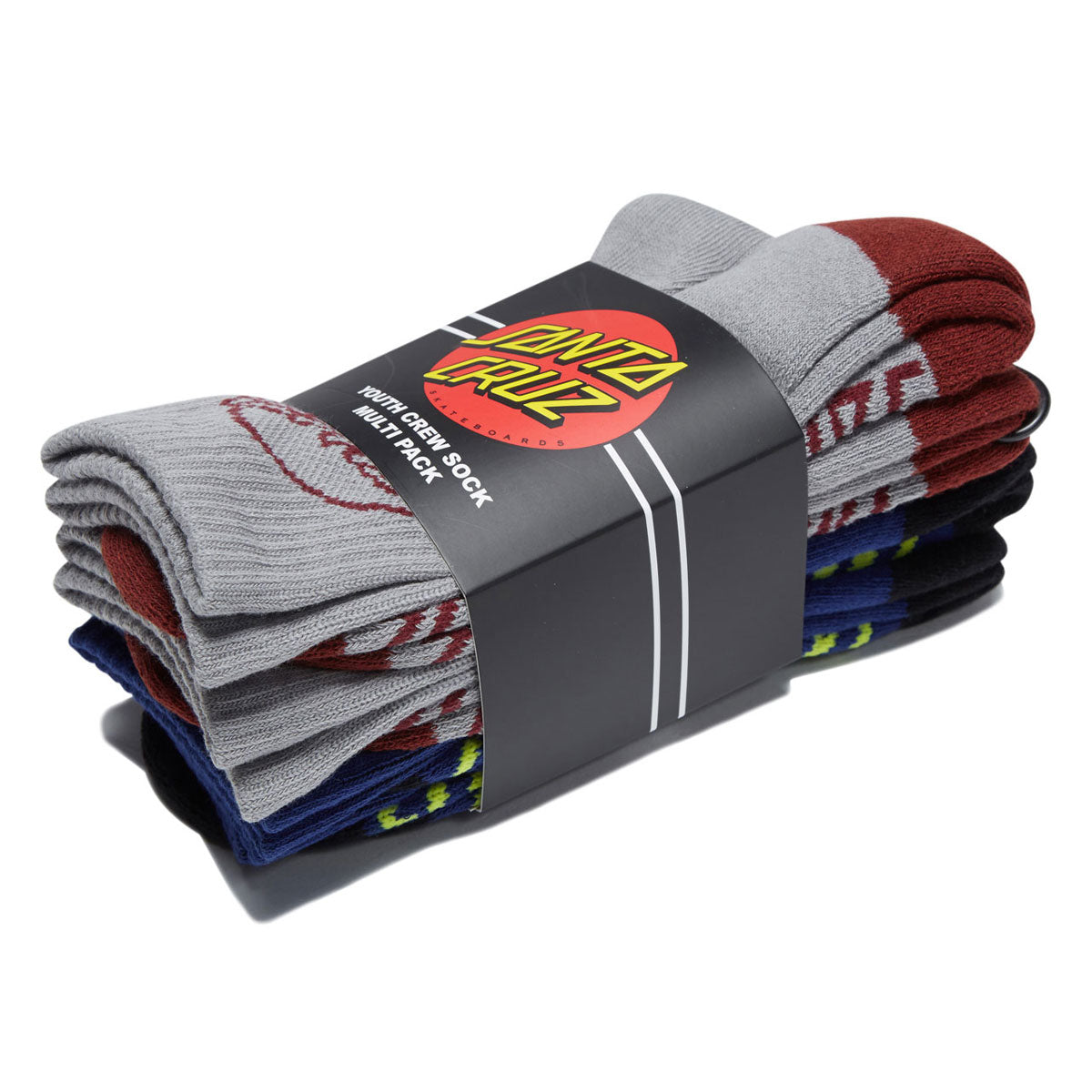 Santa Cruz Youth Opus Strip 4 Pack Of Socks - Grey/Royal image 2