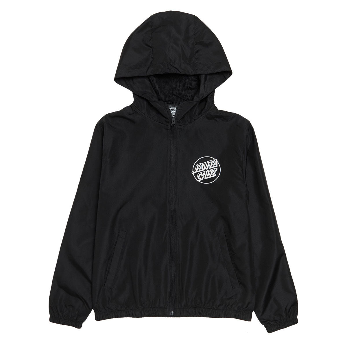 Santa Cruz Youth Opus Dot Chest Hooded Windbreaker Jacket - Black image 1