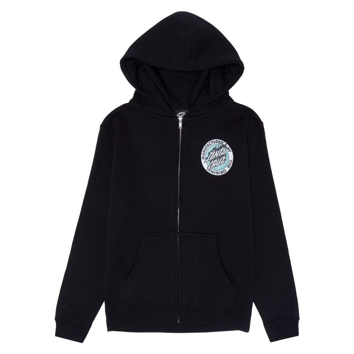 Santa Cruz Youth Flamed MFG Dot Zip Up Hoodie - Black image 1