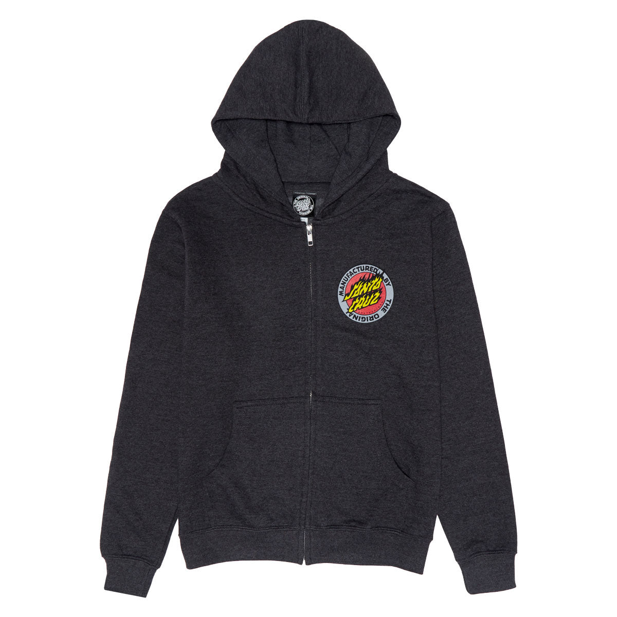 Santa Cruz Youth Flamed MFG Dot Zip Up Hoodie - Charcoal Heather image 1