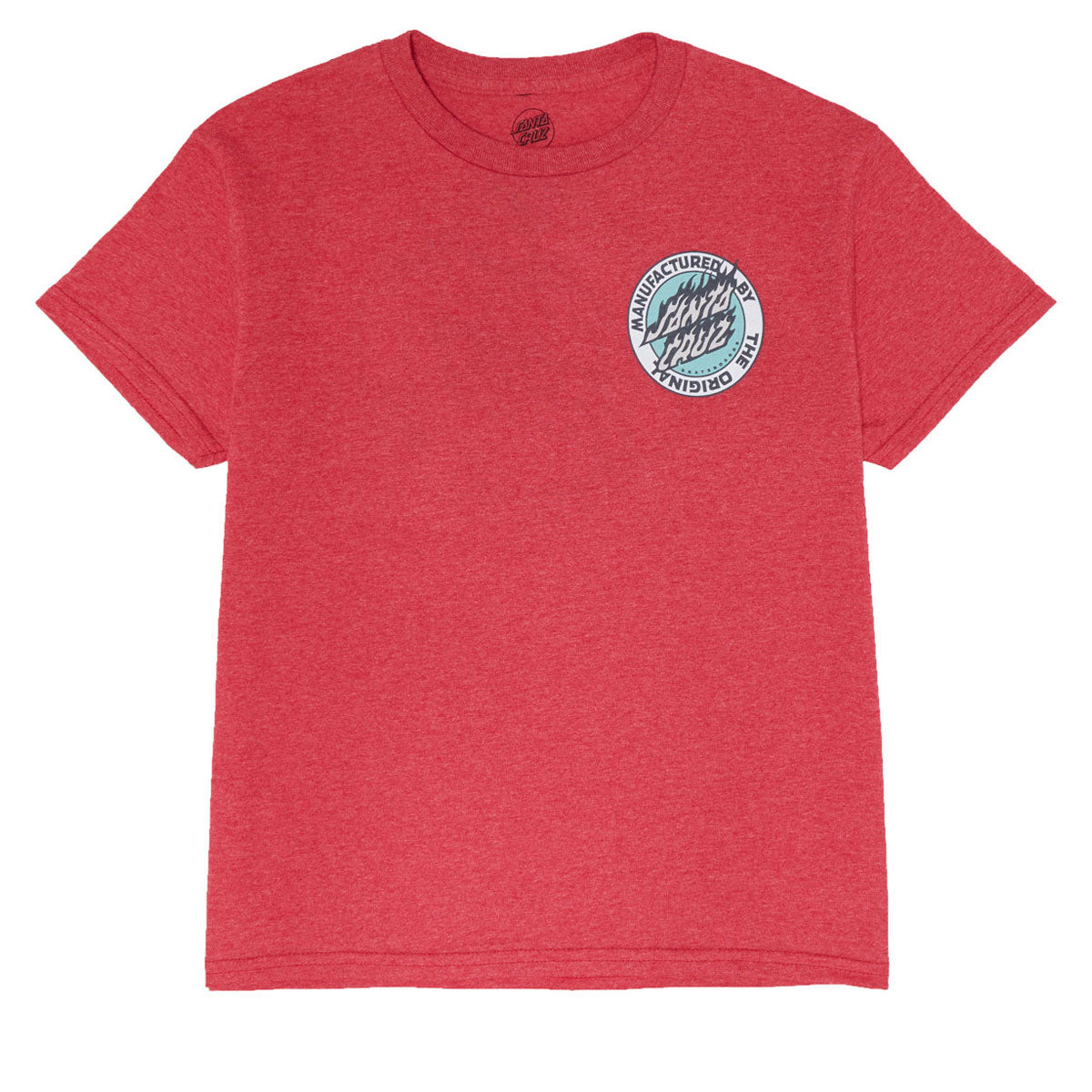 Santa Cruz Youth Flamed MFG Dot T-Shirt - Heather Red image 2