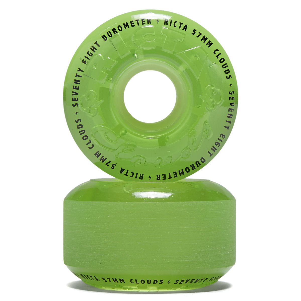 Ricta Clouds 78a Skateboard Wheels - Transparent Green/Glow In The Dark - 57mm image 2