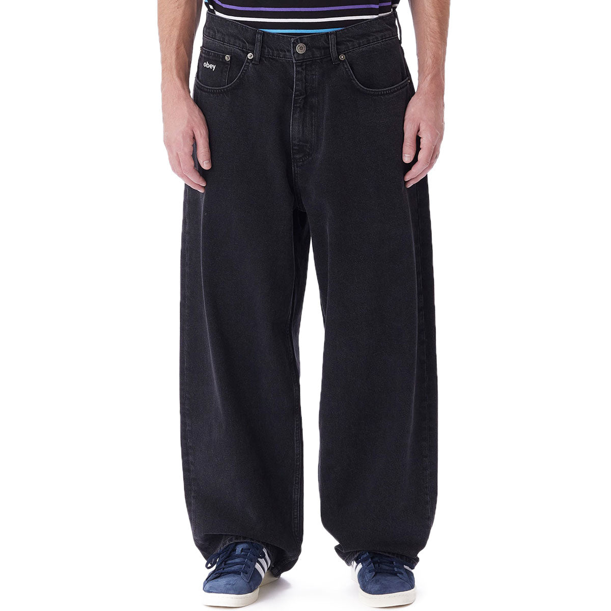 Obey Bigwig Baggy Denim Pants - Faded Black image 1