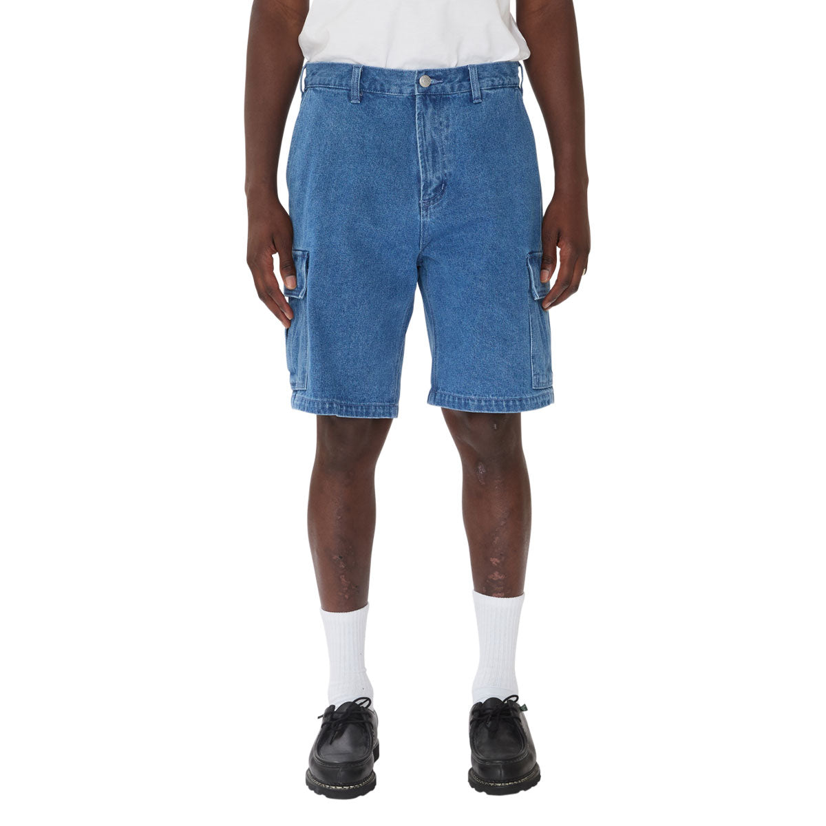 Obey Bigwig Baggy Denim Cargo Shorts - Light Indigo image 3