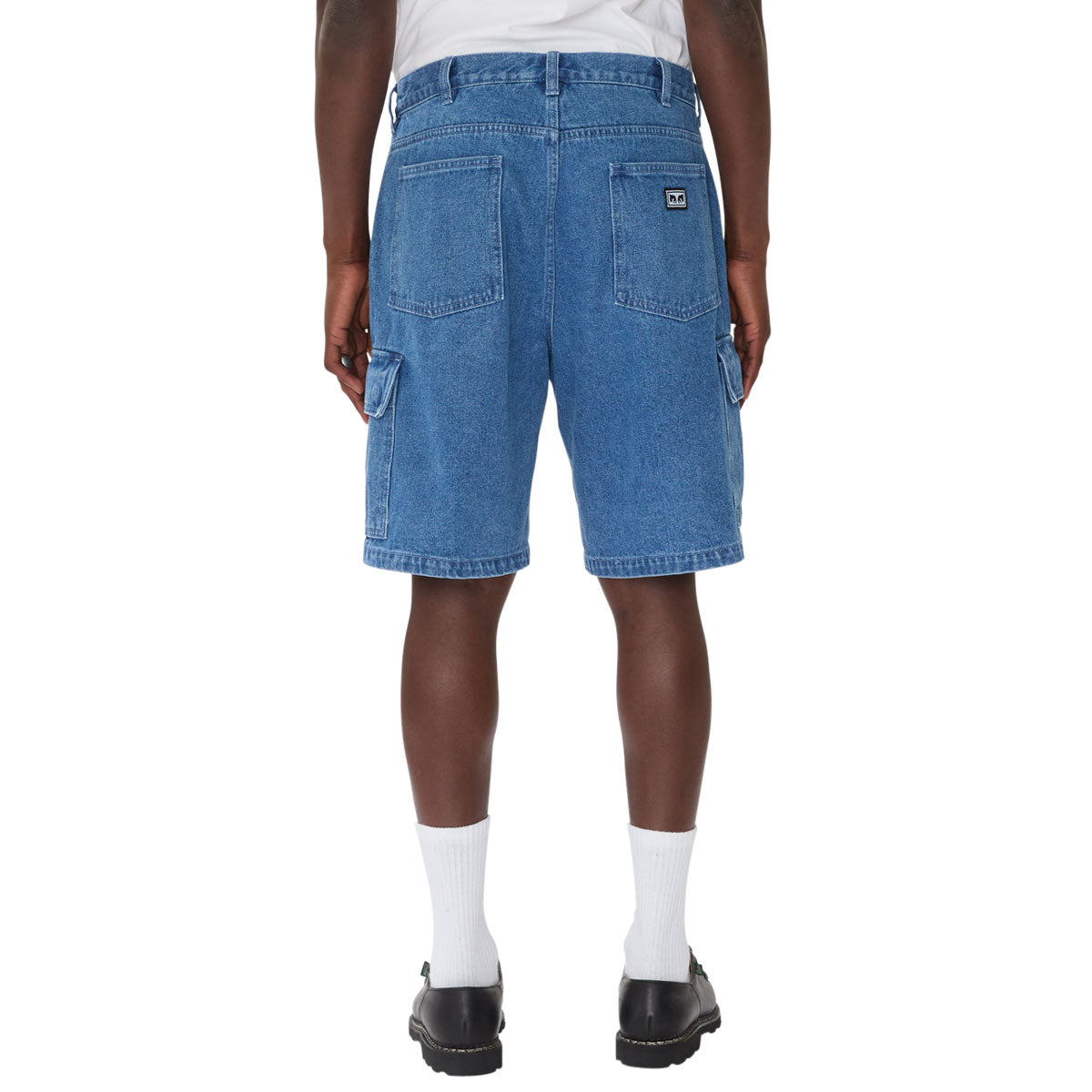 Obey Bigwig Baggy Denim Cargo Shorts - Light Indigo image 5