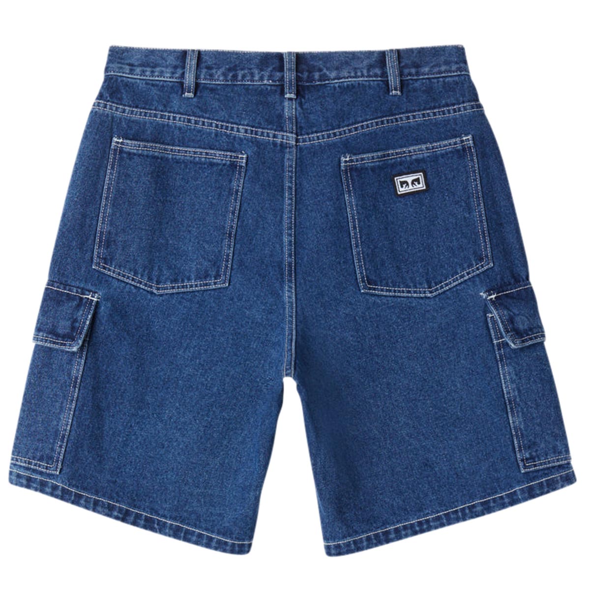 Obey Bigwig Baggy Denim Cargo Shorts - Stone Wash Indigo image 2