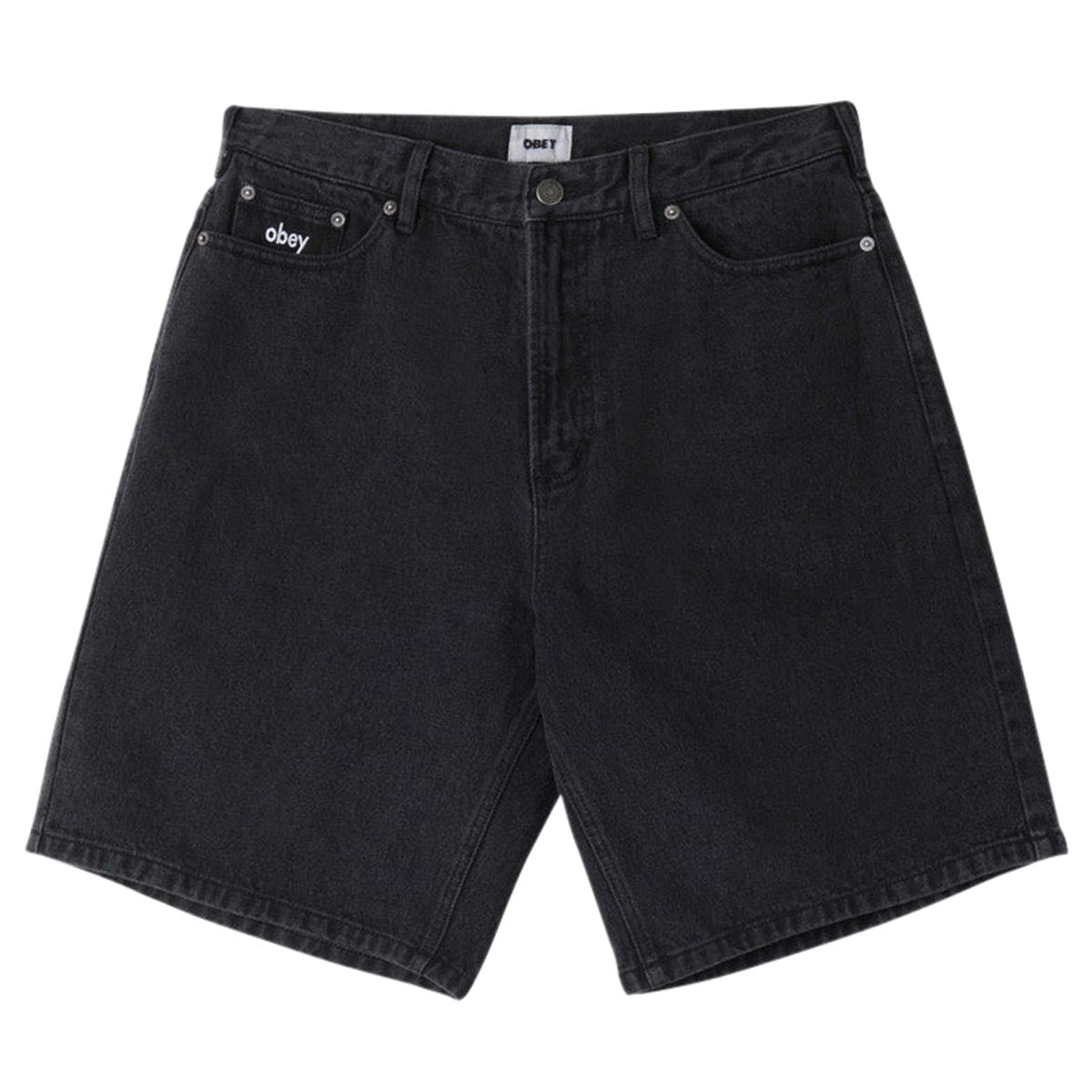 Obey Bigwig Baggy Denim Shorts - Faded Black image 1