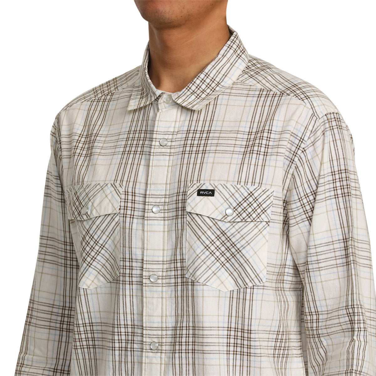 RVCA Neps Plaid Long Sleeve Shirt - Natural image 3