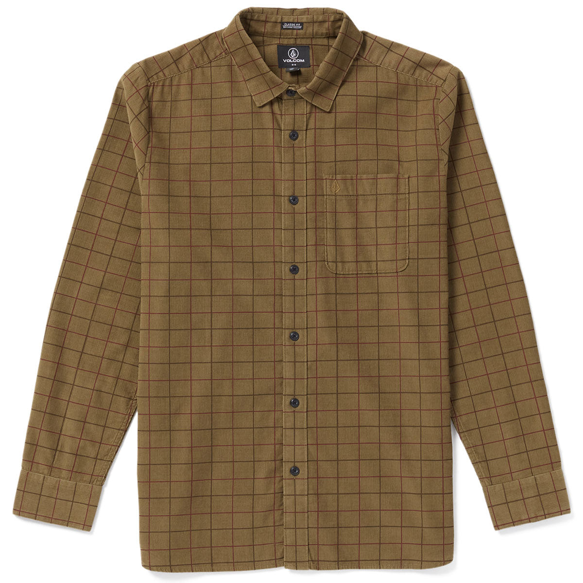Volcom Zander Long Sleeve Shirt - Dark Khaki image 1