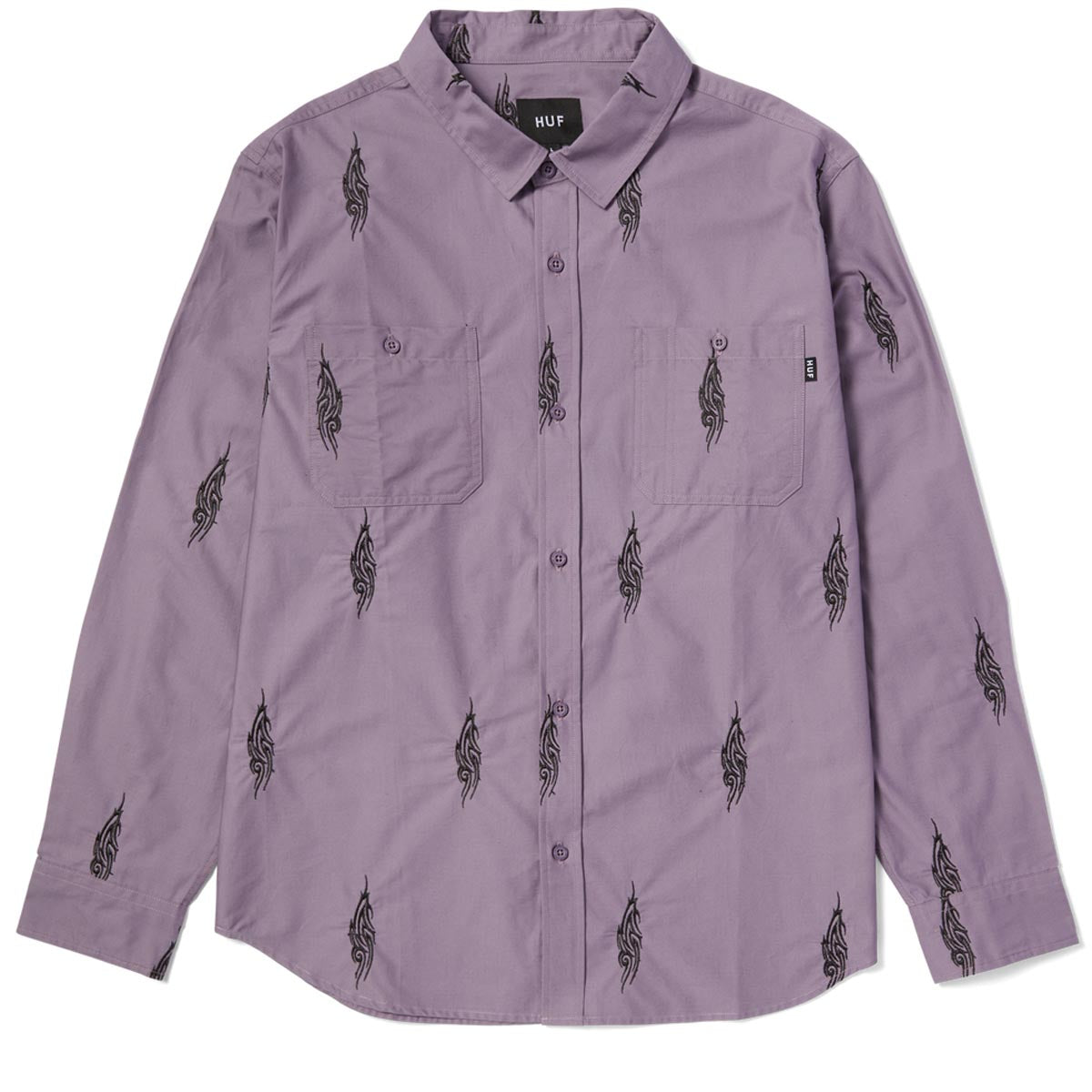 HUF Larkin Embroidered Long Sleeve Work Shirt - Dust Purple image 1