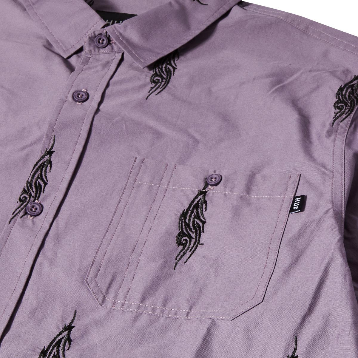 HUF Larkin Embroidered Long Sleeve Work Shirt - Dust Purple image 3