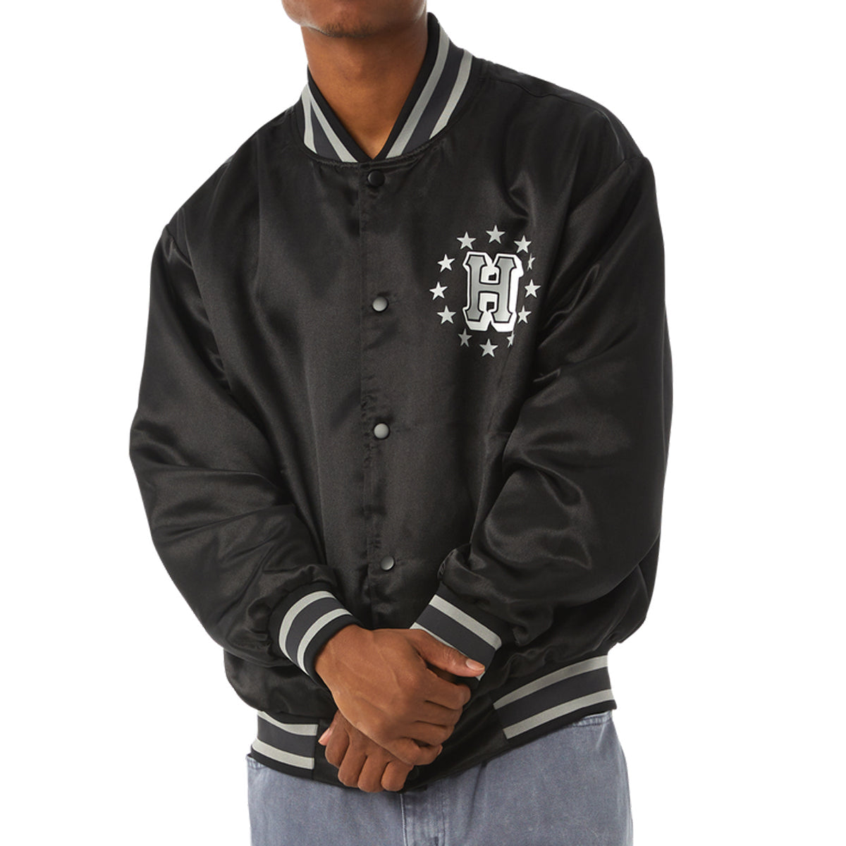 HUF Galactic Stack Baseball Jacket - Black image 4