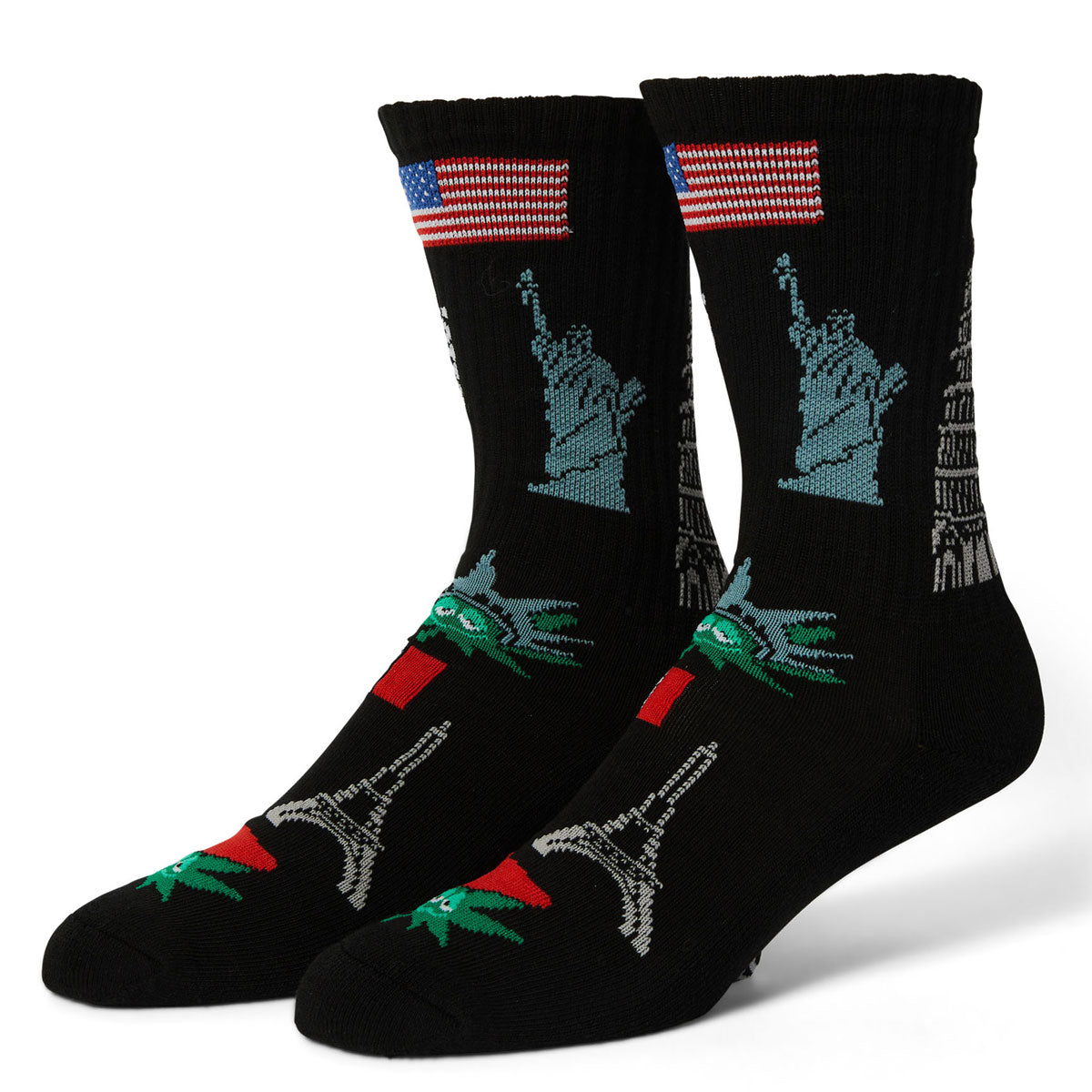 HUF Green Buddy Tourist Socks - Black image 1