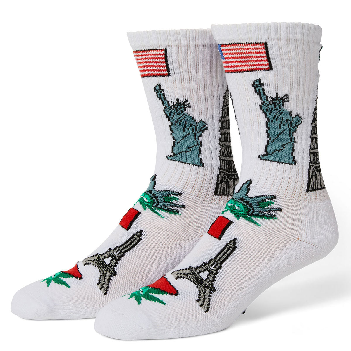 HUF Green Buddy Tourist Socks - White image 1