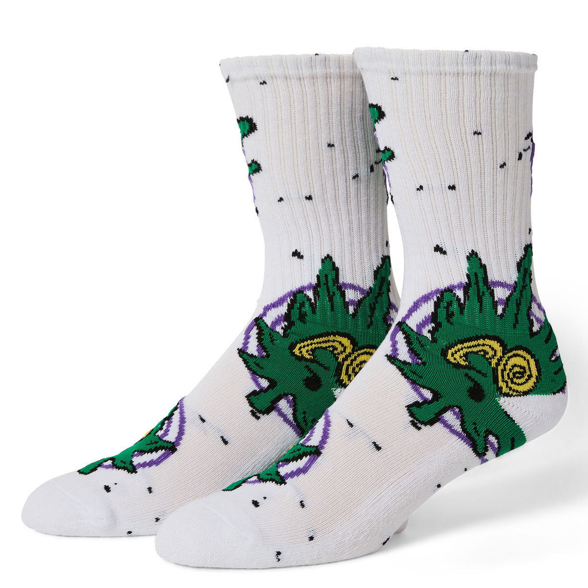 HUF Green Buddy Hypnosis Socks - White image 1