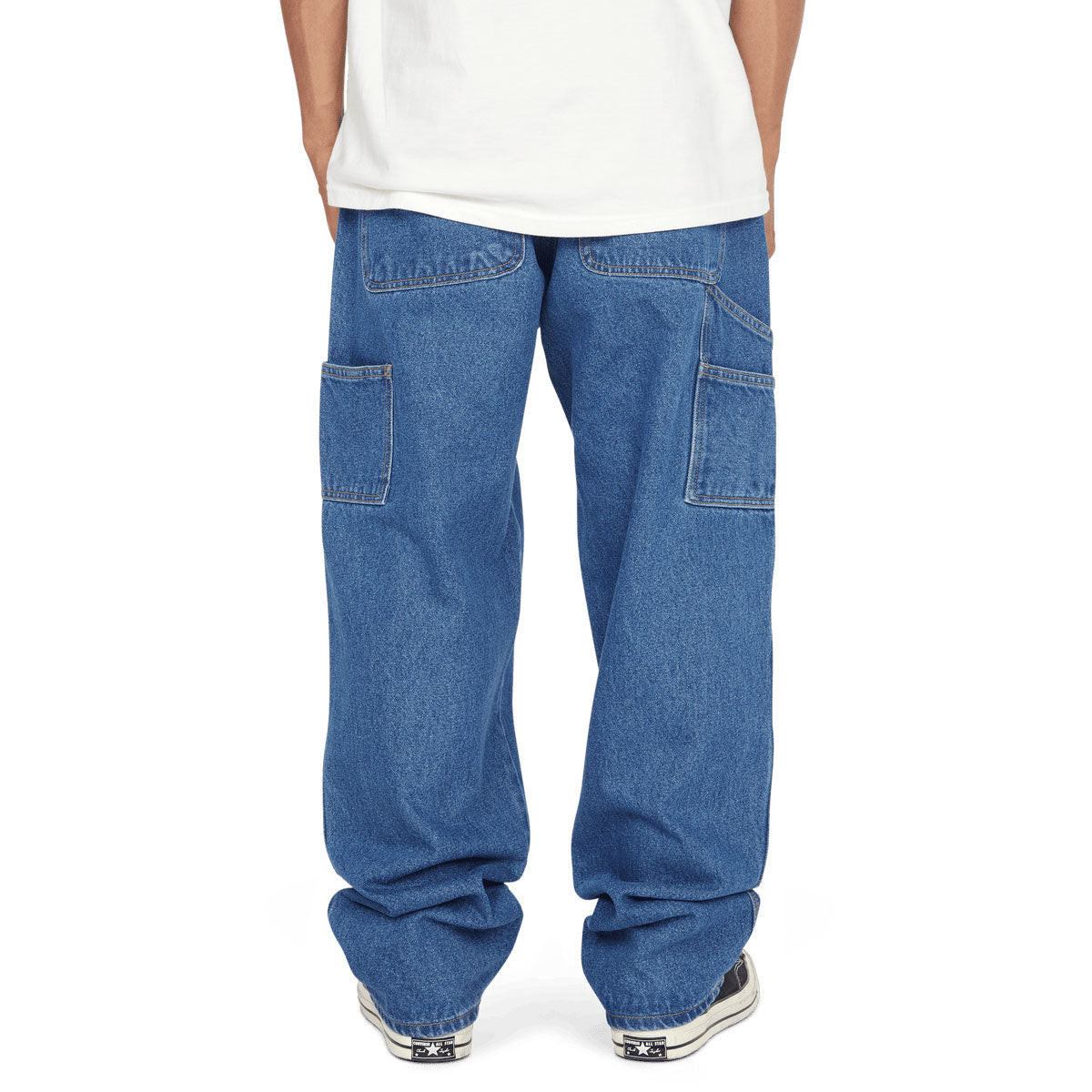 パンツ Studio Doe Washed H-Shape Denim Pants HUF Kinda Loose Double Knees Jeans - Stone Wash Indigo – Daddies