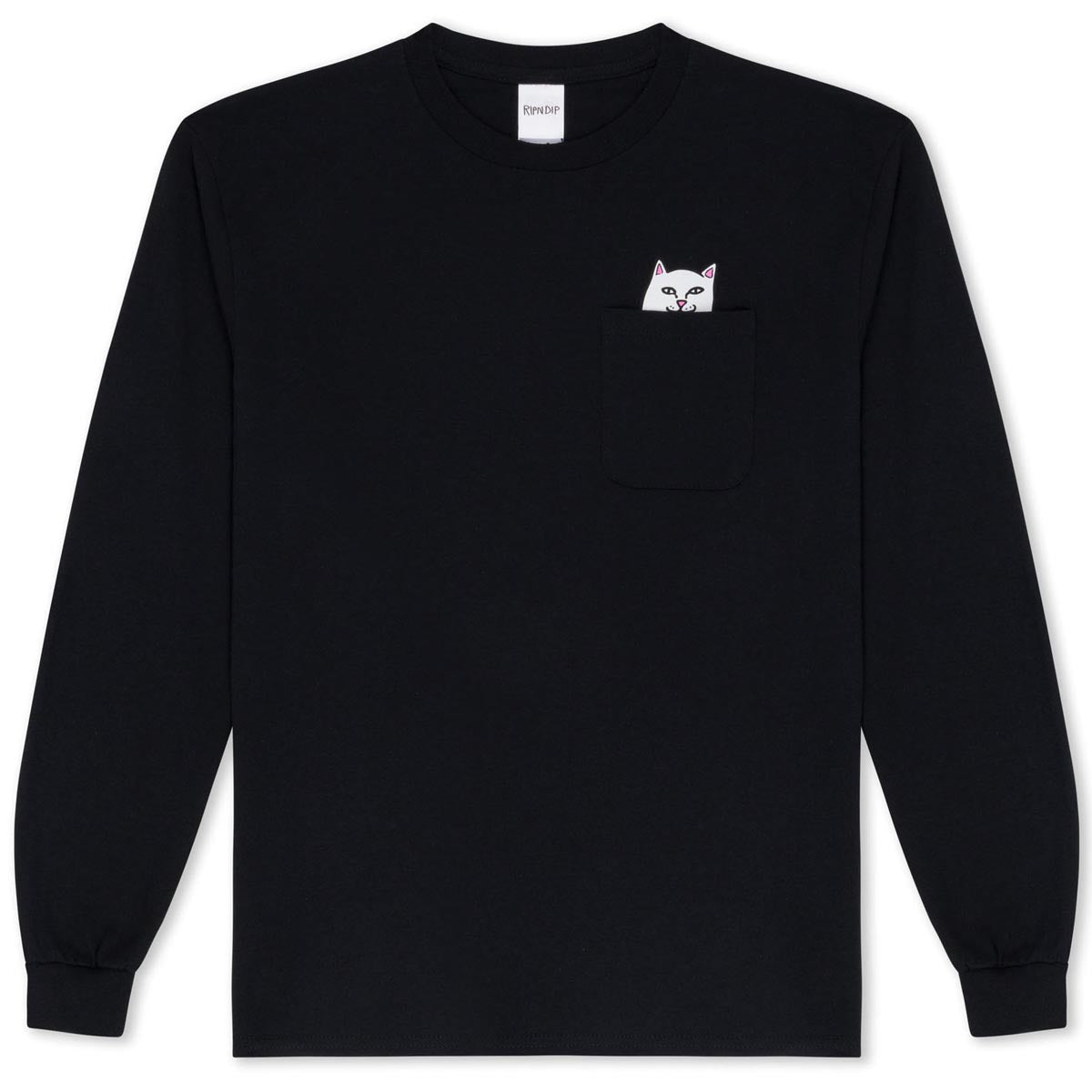 RIPNDIP Lord Nermal Pocket Long Sleeve T-Shirt - Black/White image 1