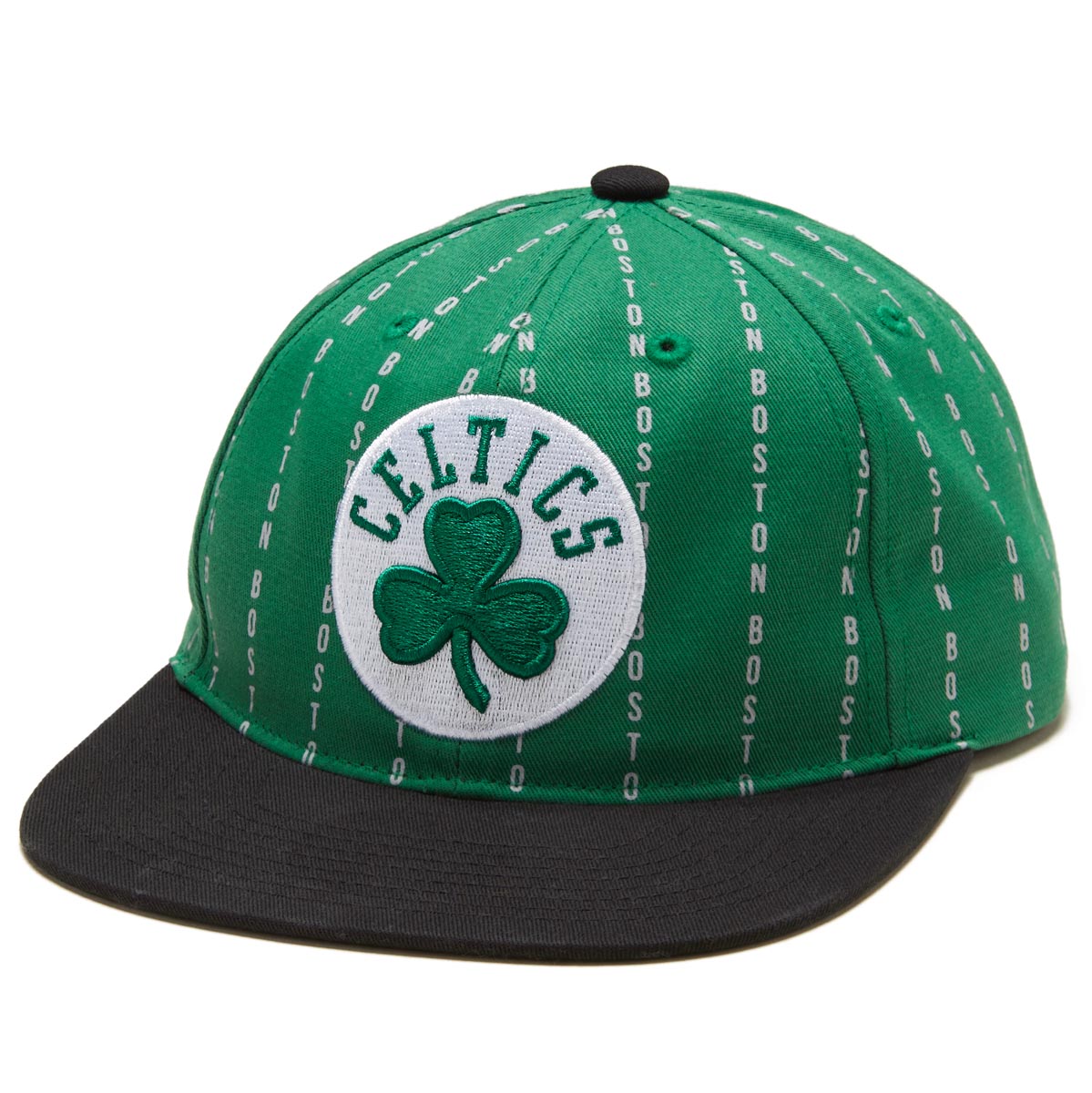 Boston Celtics City Pinstripe Deadstock Green Snapback - Mitchell
