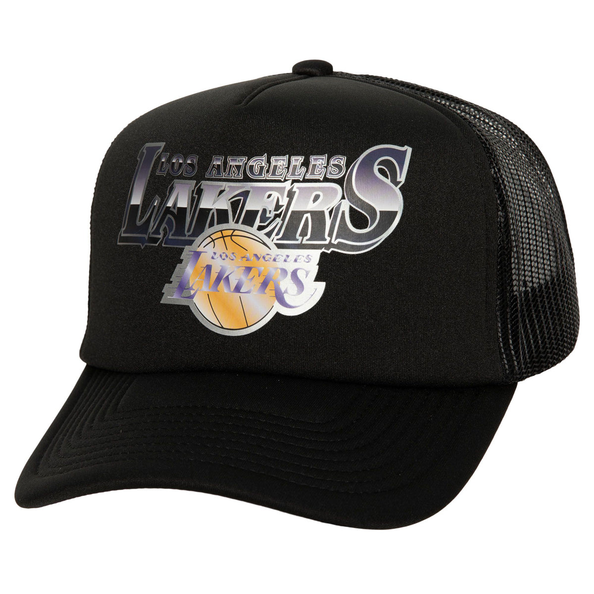 Mitchell & Ness x NBA Rock on Trucker Lakers Hat - Black