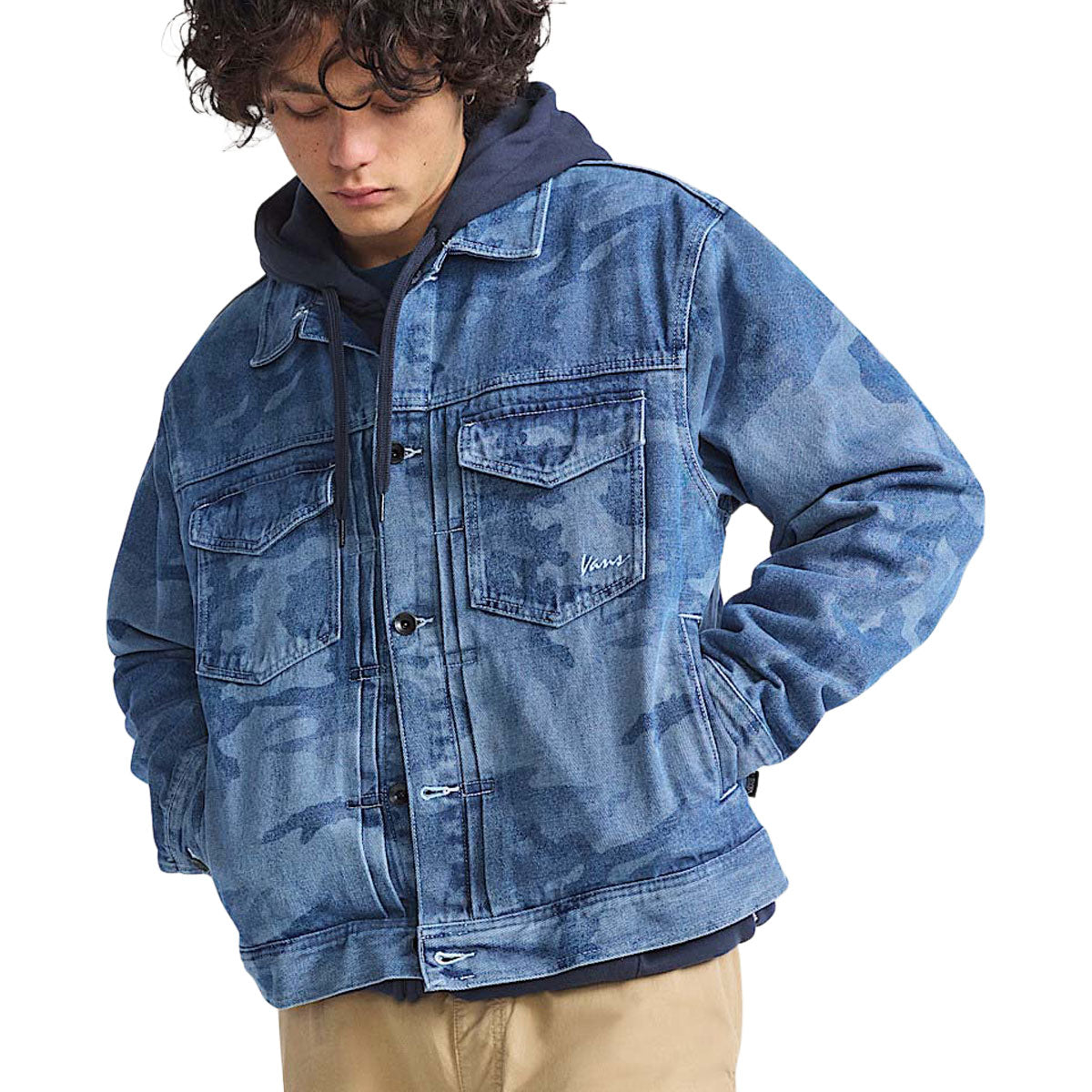 HYDEPARK HYPER SLIDE 1.0 - BLUE DENIM / CAMO Mens Size 10 Vans Camo Denim Trucker Jacket - Stonewash Blue – Daddies  main image 2