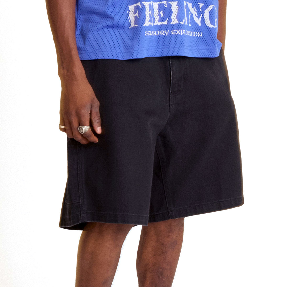 Obey Big Wig Denim Carpenter Shorts - Black image 3