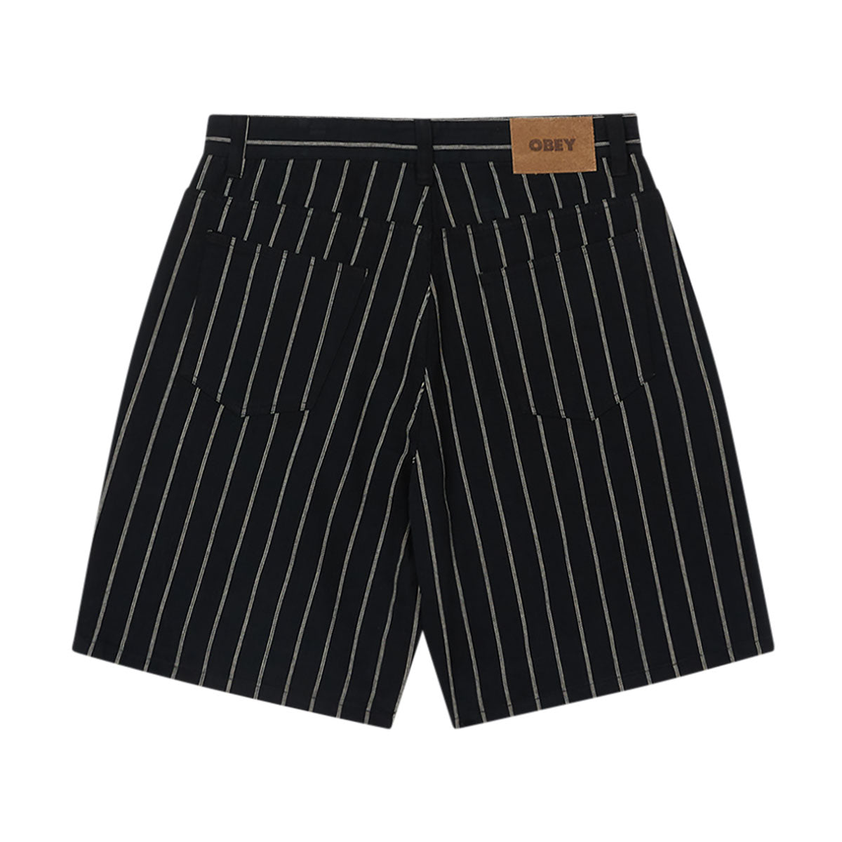 Obey Stripe Baggy Denim Shorts - Black Multi image 2
