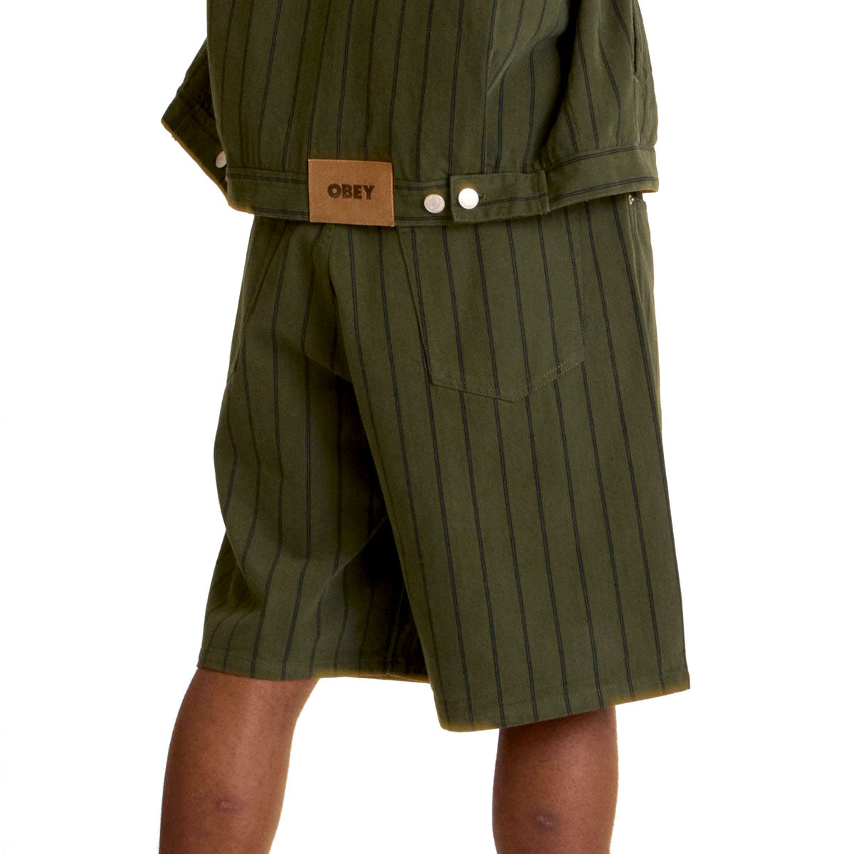 Obey Stripe Baggy Denim Shorts - Duffle Bag Multi image 4