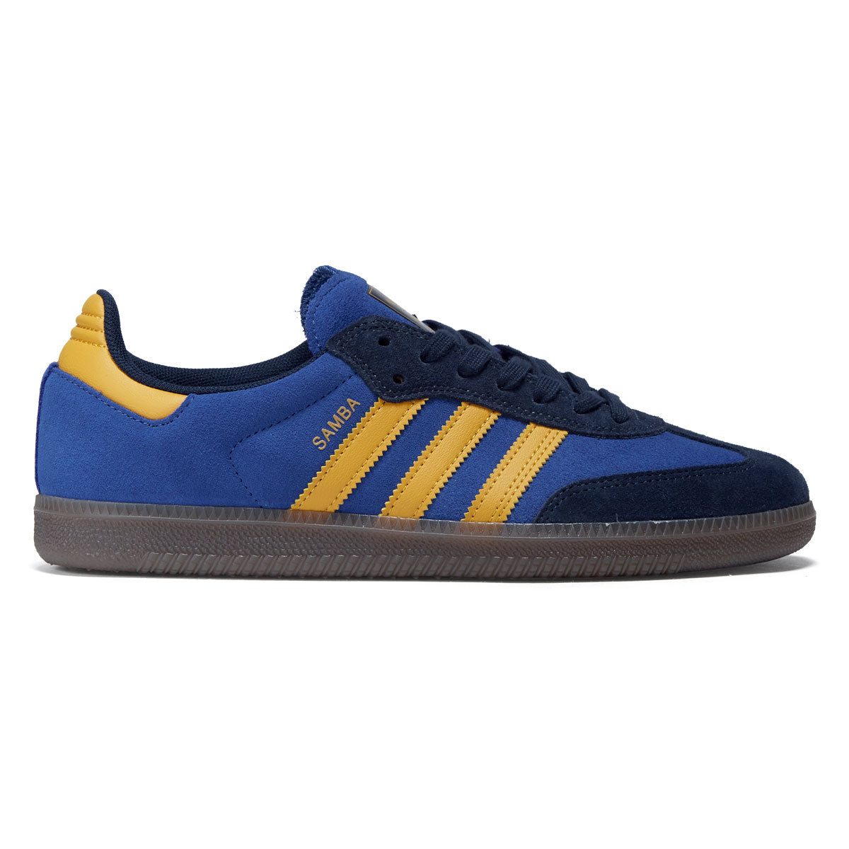 Adidas Royal Blue Suede Sneakers with Yellow Stripes Samba ADV – Premier main image 3