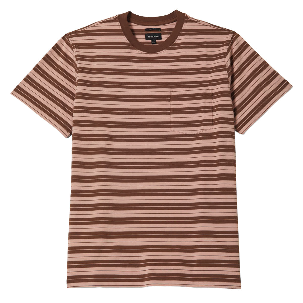 Brixton Nova Stripe Pocket T-Shirt - Pinecone Brown/Silver Pink