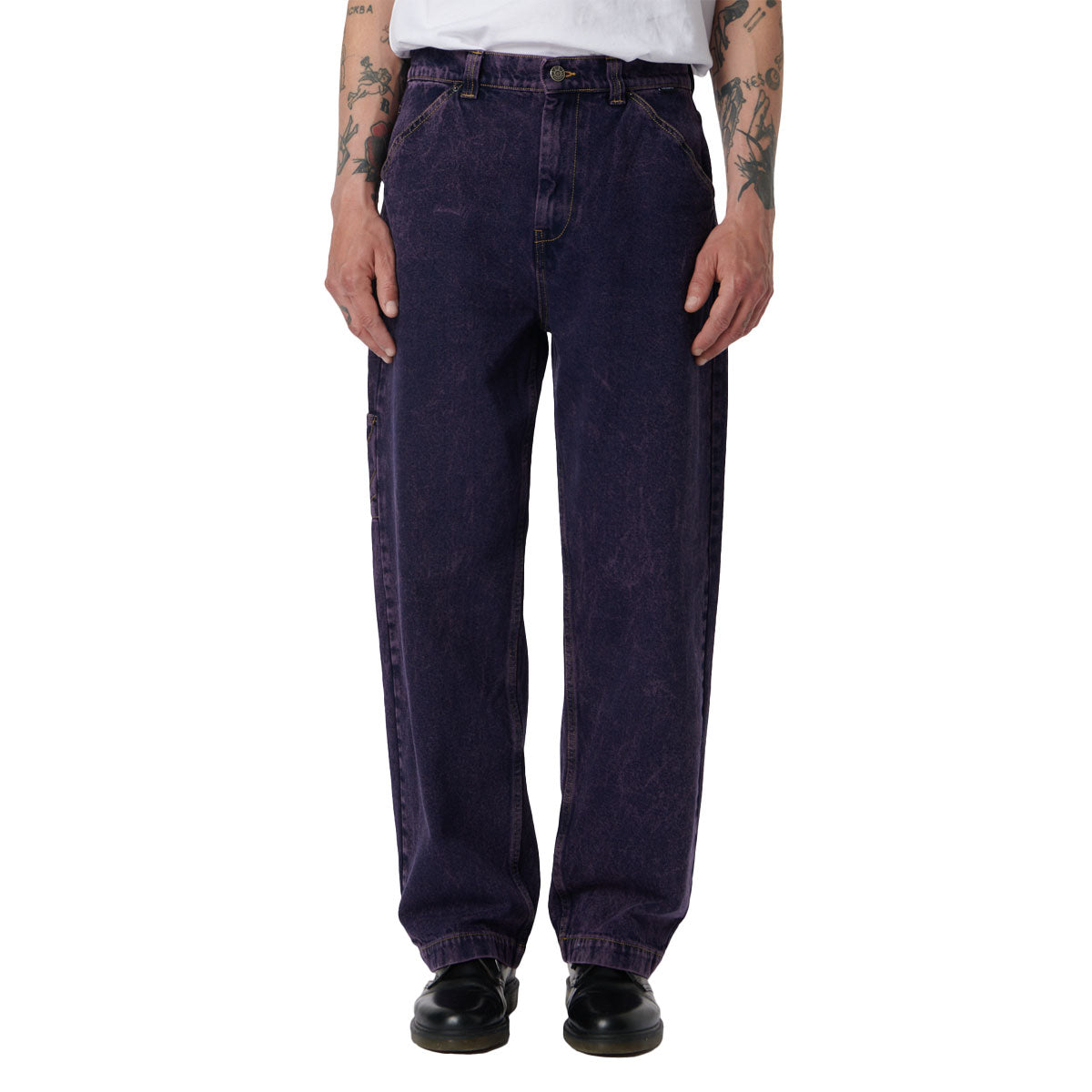 Rassvet Acid Wash Carpenter Work Denim Woven Jeans - Purple image 1