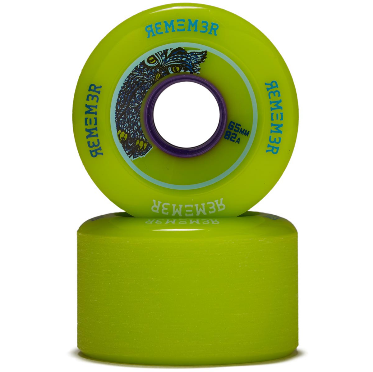 Remember Lil' Hoots 82a Longboard Wheels - Lime - 65mm image 2
