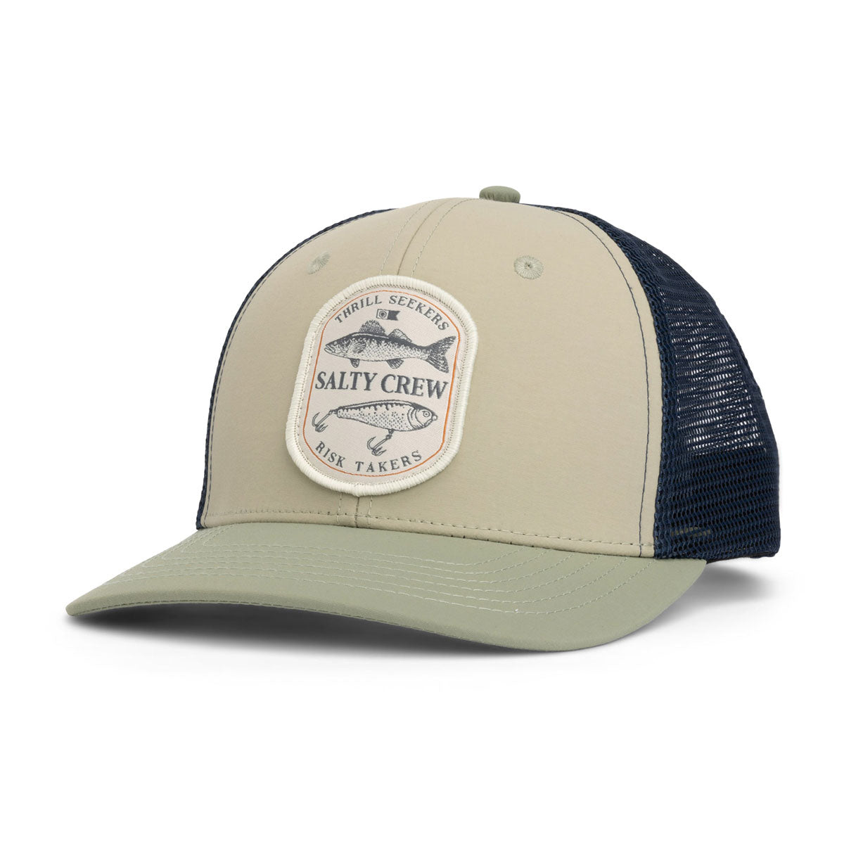Salty Crew Baited Retro Trucker Hat - Oil Green/Blue image 1