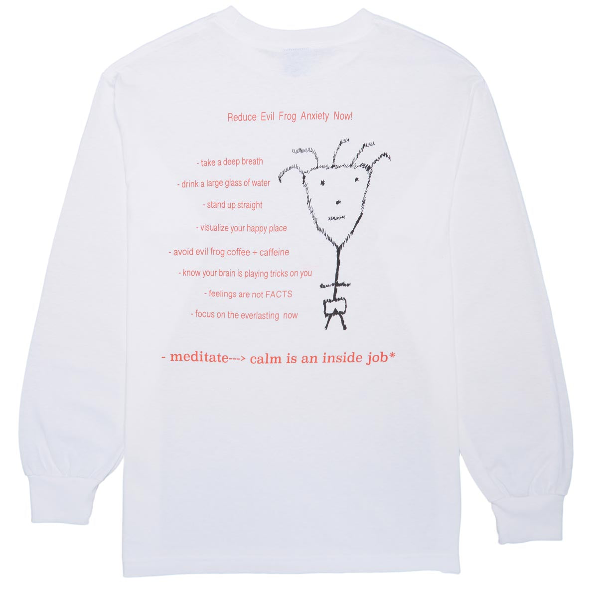 Frog Evil Frog Anxiety Long Sleeve T-Shirt - White image 2