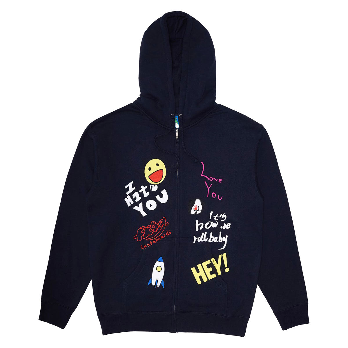 Frog Love/Hate Zip Hoodie - Navy image 1