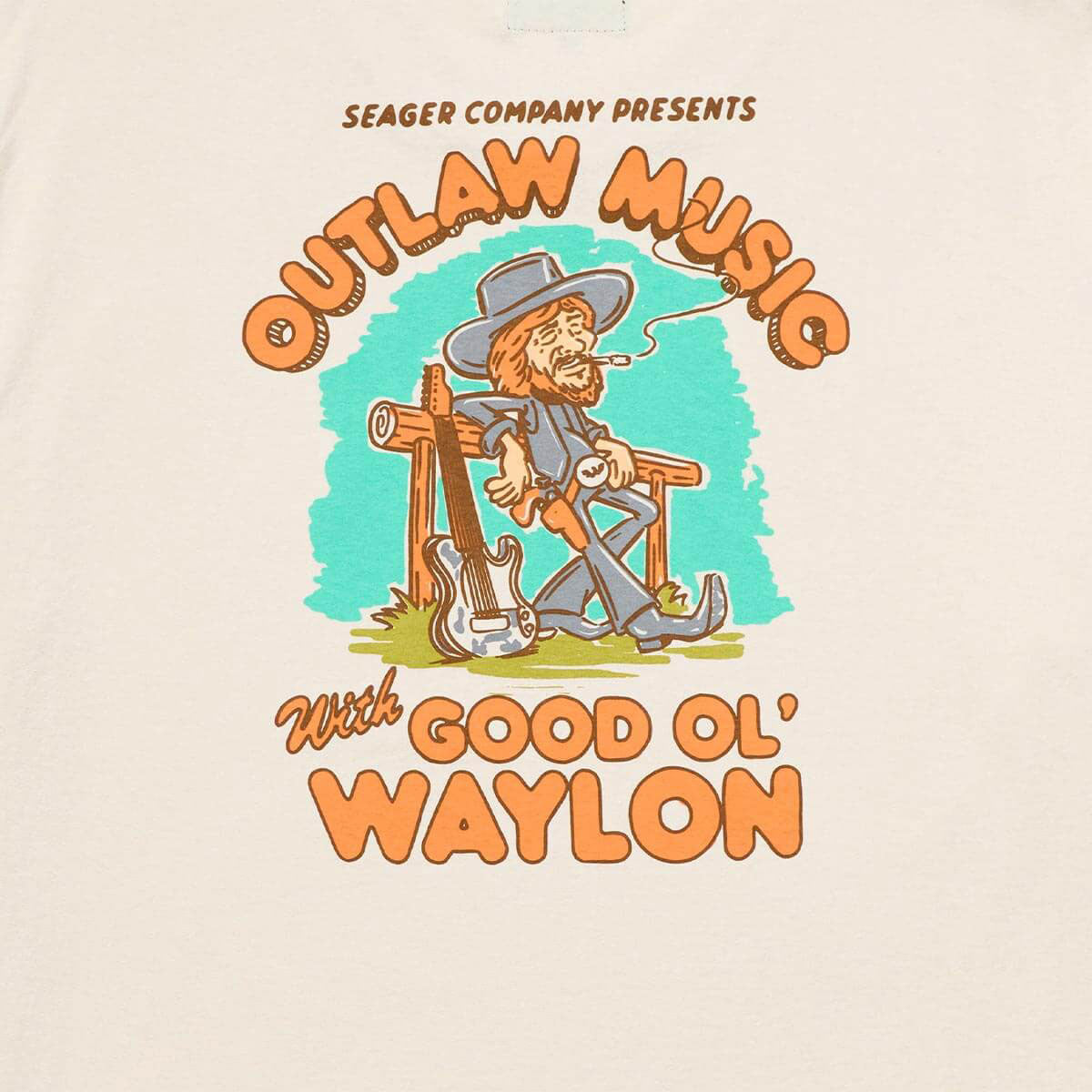 Seager x Waylon Jennings Outlaw T-Shirt - Vintage White image 4
