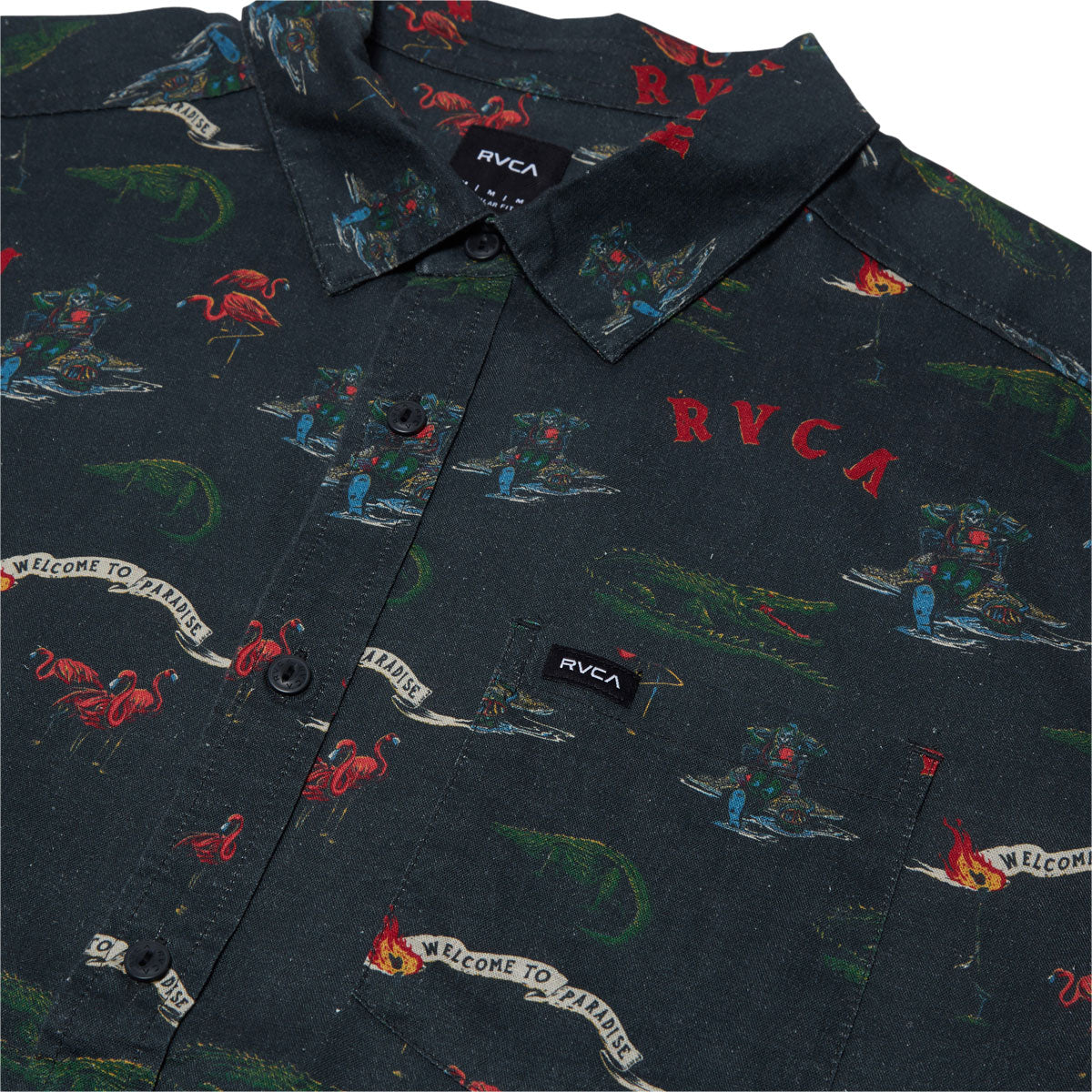 rvca dress shirts That'll Do Print Short Sleeve Shirt the contrast yoke detail gives you a pop of style RVCA SPRAY PALM SHORT SLEEVE