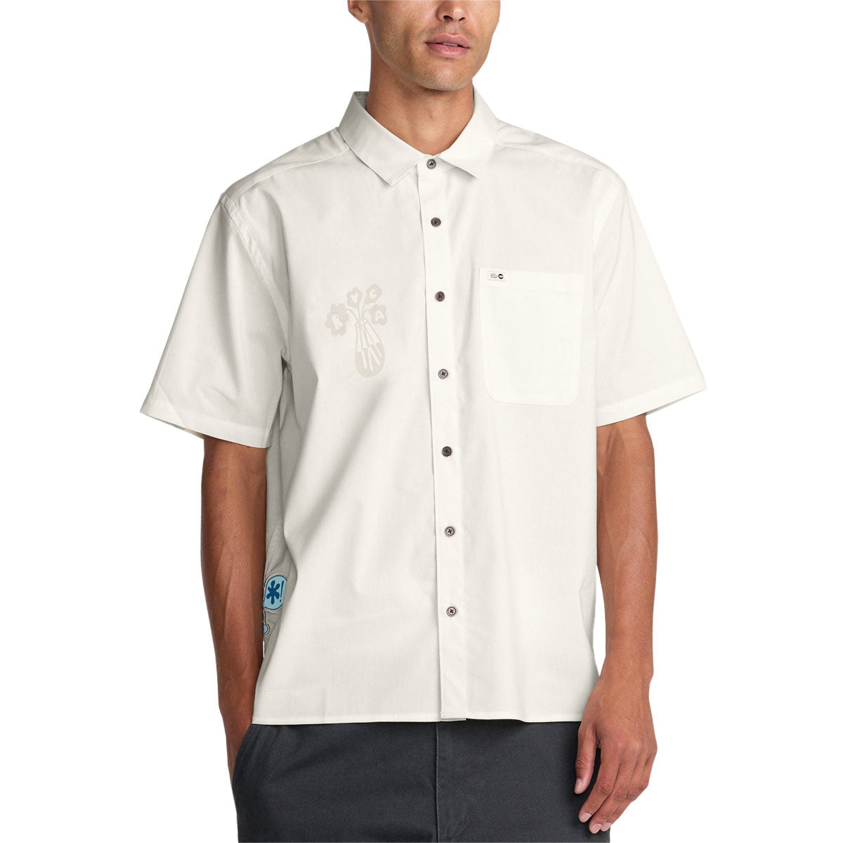 RVCA Alohana Short Sleeve Shirt, Natural Color, Size L